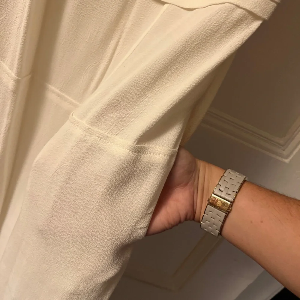 Burberry Cream Sleeveless Pleated Midi Dress